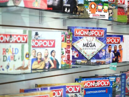 LONDON, ENGLAND - JANUARY 27: Rows of special edition Monopoly board games are seen at the