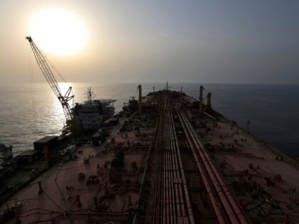 This picture shows the deck of the beleaguered Yemen-flagged FSO Safer oil tanker in the R