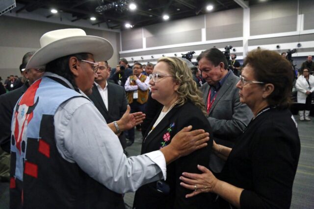 Cindy Woodhouse (C) has been elected to lead the Assembly of First Nations, a group repres