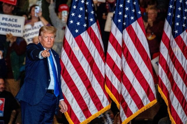 Donald Trump campaigns in the northeastern US state of New Hampshire, November 11, 2023