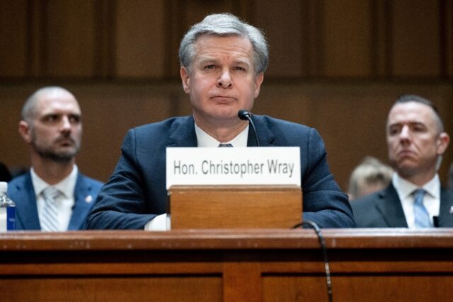 FBI Director Christopher Wray testifying before the US Senate Judiciary Committee