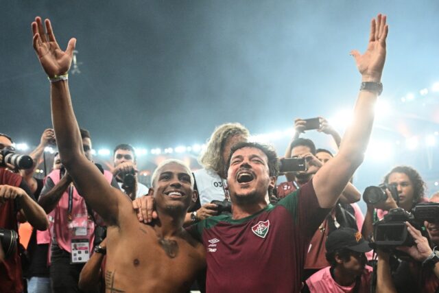 Fluminense's coach Fernando Diniz (right) is aiming to end the domination by European side