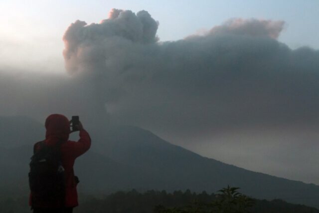 Mount Marapi on the island of Sumatra spewed an ash tower 3,000 metres into the sky on Sun