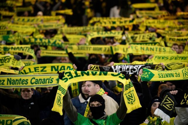 Nantes fans at the city's Beaujoire stadium for the Ligue 1 game against Nice on December