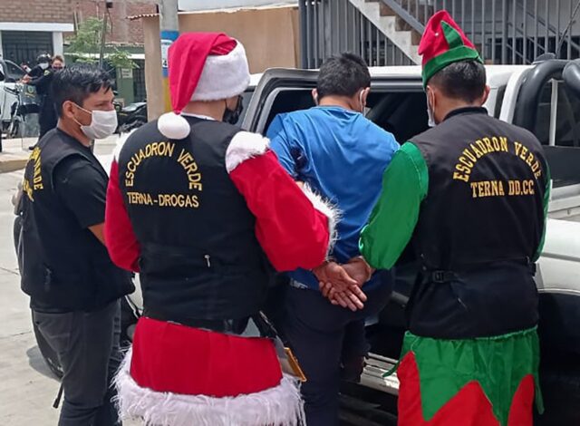 Peruvian police, like the ones seen here in 2020, disguised themselves as Santa Claus in o