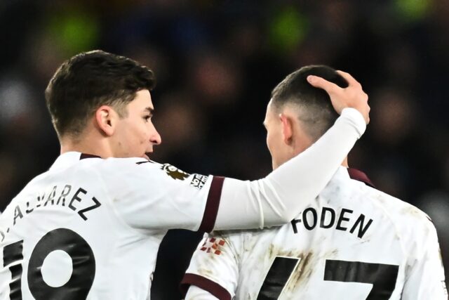 Phil Foden (right) and Julian Alvarez were both on the scoresheet for Manchester City agai