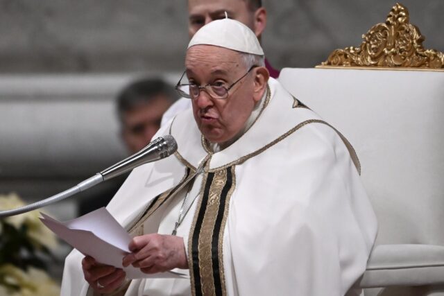 Pope Francis presides over the Christmas Eve mass at St. Peter's Basilica in the Vatican