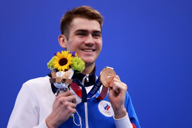 Russia's Kliment Kolesnikov won bronze in the 100m freestyle and silver in the 100m backst