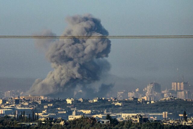 Smoke billows over Gaza during Israeli bombardment amid continuing battles between Israel