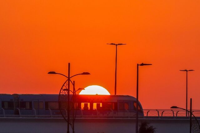The sun rises at the COP28 climate talks on Wednesday, as negotiators thrash out the thorn