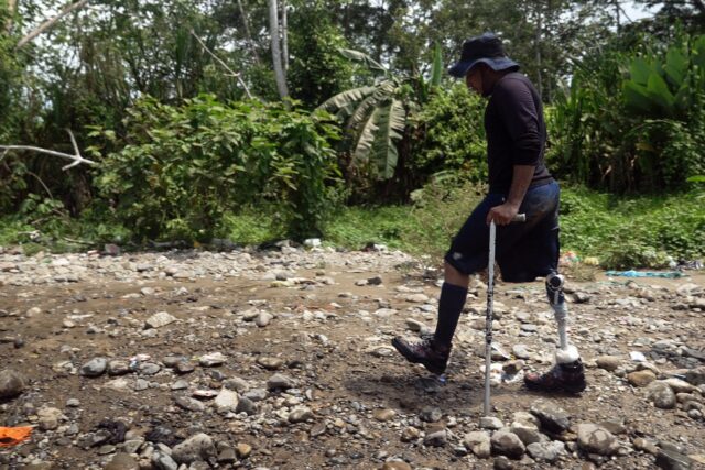 Venezuelan migrant Marcel Maldonado in Panama after walking through the jungle from Colomb