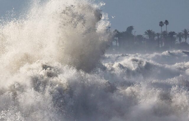 Large waves walloped California's Ventura County as a storm lashed the US West, with more