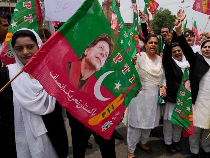 Lawyers, who support Pakistan's former Prime Minister Imran Khan, hold a protest agai