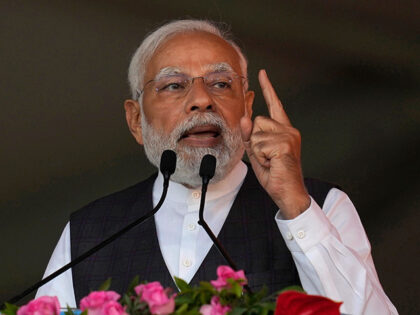 Indian Prime Minister Narendra Modi speaks at a rally in Mumbai, India, Thursday, Jan. 19,