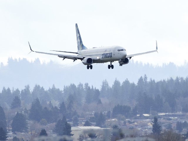 An Alaska Airlines Boeing 737-990ER flight 337 from Fort Lauderdale, Fla., lands at Portland International Airport in Portland, Ore., Saturday, Jan. 6, 2024. The FAA has ordered the temporary grounding of Boeing 737 MAX 9 aircraft after part of the fuselage blew out during a flight. (AP Photo/Craig Mitchelldyer)