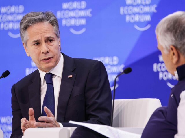 US Secretary of State Antony Blinken speaks at an event of the World Economic Forum (WEF) in Davos. Photo: Hannes P. Albert/dpa (Photo by Hannes P Albert/picture alliance via Getty Images)