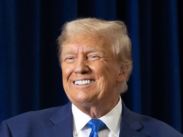 Republican presidential candidate former President Donald Trump arrives during a campaign event on October 23, 2023 in Derry, New Hampshire. Trump officially filed for the first-in-the-nation primary on Monday at the New Hampshire State House. (Scott Eisen/Getty Images)