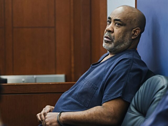 Duane “Keffe D” Davis, who is accused of orchestrating the 1996 slaying of hip-hop music icon Tupac Shakur, appears in court for a hearing at the Regional Justice Center in Las Vegas, Tuesday, Jan. 9, 2024. (Rachel Aston/Las Vegas Review-Journal via AP, Pool)