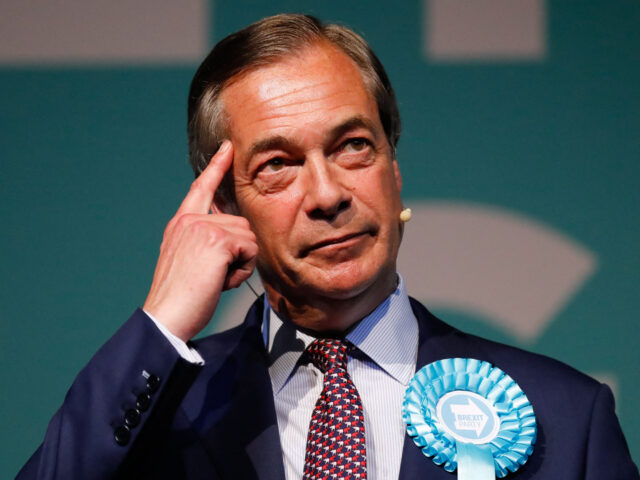 Brexit Party leader Nigel Farage addresses a European Parliament election campaign rally a