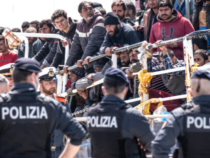 CATANIA, ITALY - APRIL 12: A group of police officers await the disembarkation of the 600