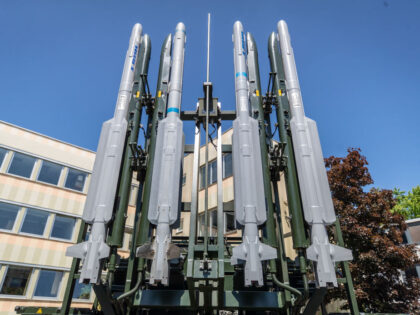 FILED - 26 May 2023, Baden-Württemberg, Überlingen: An Iris-T missile defense system sta