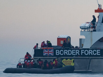 THE ENGLISH CHANNEL, ENGLAND - AUGUST 24: The BF Hurricane, a border force vessel arrives