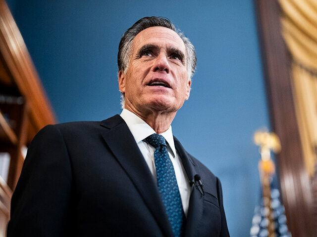 Sen. Mitt Romney (R-Utah) speaks with reporters after announcing that he will not seek reelection when his current term expires, in is office on Capitol Hill on Wednesday, Sept 13, 2023, in Washington, DC. (Photo by Jabin Botsford/The Washington Post via Getty Images)
