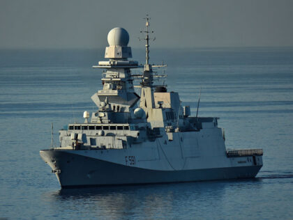 MARSEILLE, FRANCE - 2023/10/09: The Italian guided-missile frigate Virginio Fasan F591 arr