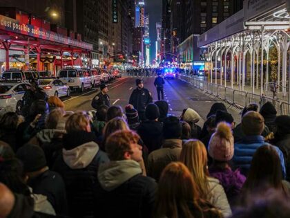 Revelers gather to celebrate New Year's Eve in Times Square on December 31, 2023, in