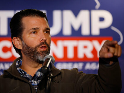 Donald Trump Jr. speaks during an event hosted by the Bull Moose Club at The Machine Shed
