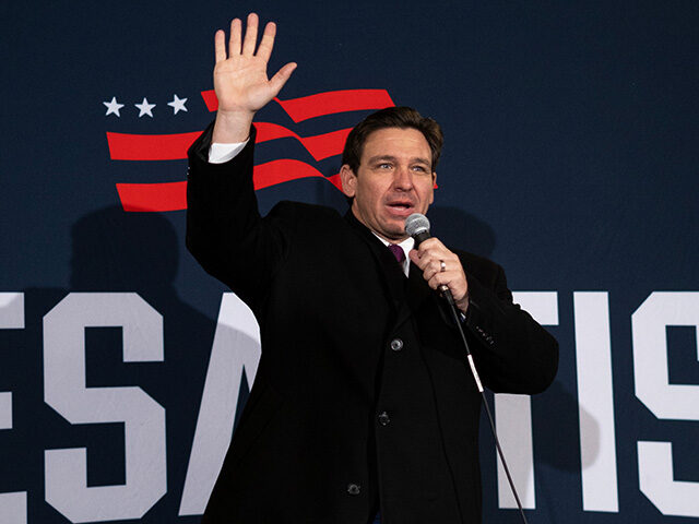 Ron DeSantis, governor of Florida and 2024 Republican presidential candidate, speaks durin