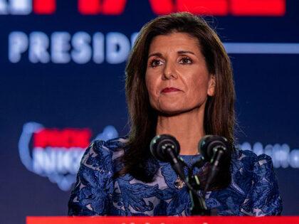 Republican presidential candidate, former U.N. Ambassador Nikki Haley delivers remarks at