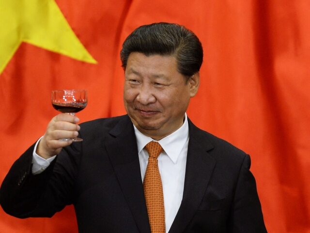 Chinese president Xi Jinping raises a toast with Vietnamese officials after witnessing a s