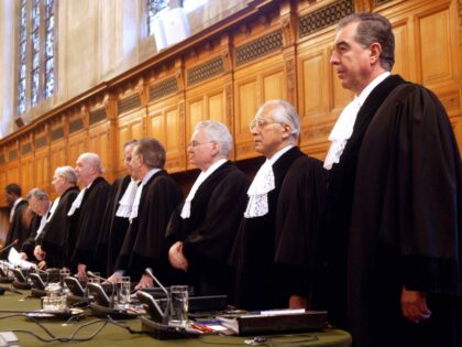 THE HAGUE, NETHERLANDS - DECEMBER 16: The judges of the International Court of Justice arr