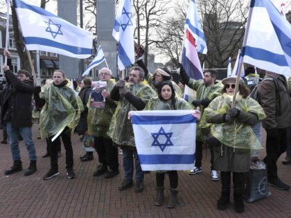Israel at The Hague protest (Patrick Post / Associated Press)
