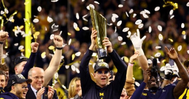 Jim Harbaugh, Michigan Players Visit Children's Hospital with Championship Trophy