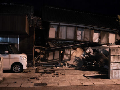 A damaged house in Nanao in Ishikawa Prefecture, Japan, on …