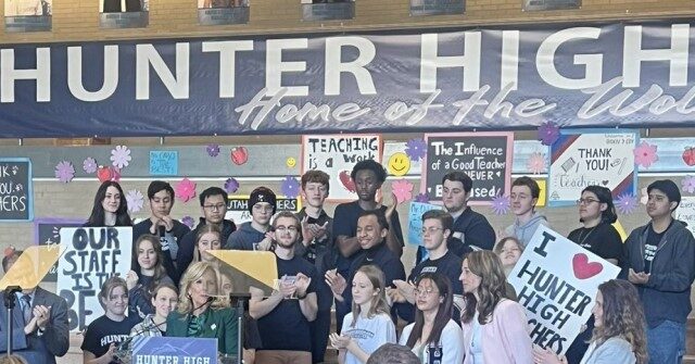 PHOTO: First Lady Jill Biden Speaks at 'Hunter High' School in Utah