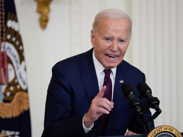 WASHINGTON, DC - JANUARY 19: U.S. President Joe Biden speaks during an event with bipartisan mayors attending the U.S. Conference of Mayors Winter Meeting, in the East Room of the White House January 19, 2024 in Washington, DC. More than 300 U.S. mayors are in Washington, DC for the U.S. …