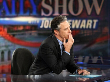 Host Jon Stewart of Comedy Central's "The Daily Show with Jon Stewart" tape