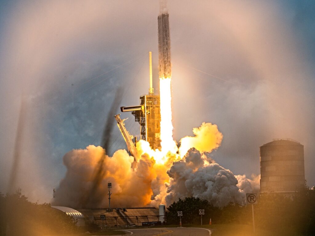 A SpaceX Falcon Heavy rocket with the Psyche spacecraft launches from NASA's Kennedy Space Center in Cape Canaveral, Florida, on October 13, 2023. The spacecraft is bound for Psyche, an object 2.2 billion miles (3.5 billion kilometers) away that could offer clues about the interior of planets like Earth. (Photo by CHANDAN KHANNA / AFP) (Photo by CHANDAN KHANNA/AFP via Getty Images)