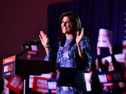 Republican presidential hopeful and former UN Ambassador Nikki Haley speaks after results