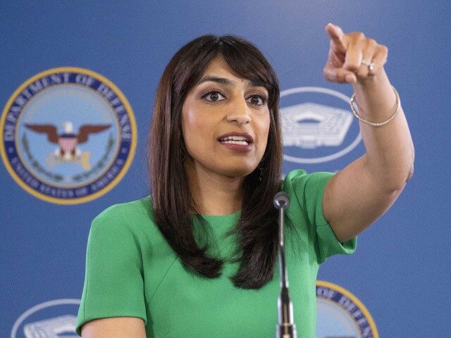 Houthi Iran - Pentagon spokeswoman Sabrina Singh speaks during a media briefing at the Pen