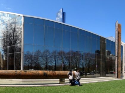 Panoramic view of the School of the Art Institute Columbus Building on April 26, 2014 in C