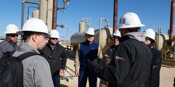 TXOAG President Todd Staples inspects a natural gas production facility prior to winter storms. (Texas Oil and Gas Association)
