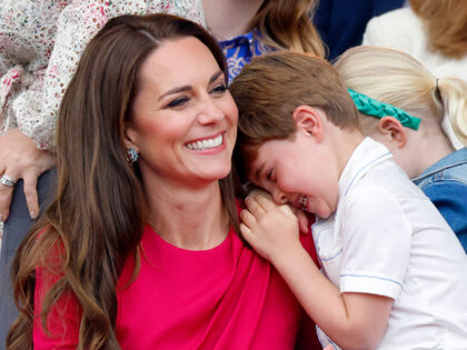 Catherine, Duchess of Cambridge and Prince Louis of Cambridge attend the Platinum Pageant