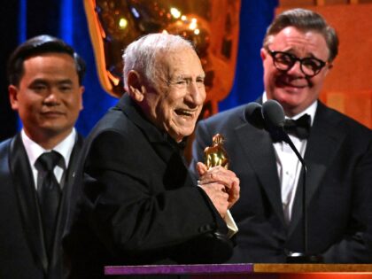 US actor Mel Brooks (2nd L) accepts the Academy Honorary Award during the Academy of Motio