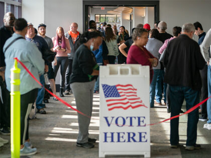 MARIETTA, GA - NOVEMBER 26- People are seen in line to vote on the first day of early voti