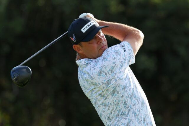 American Gary Woodland plays a shot in his return to the US PGA Tour at the Sony Open in H