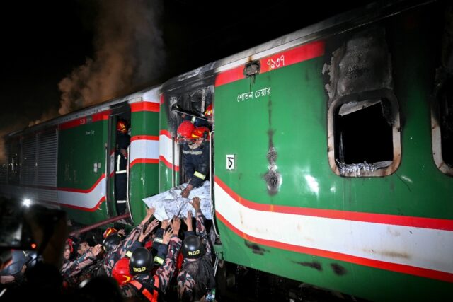 Bangladeshi officials said at least four coaches caught fire on the Benapole Express, whic